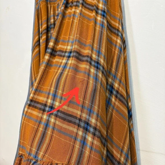 Cottagecore Smocked Dress S/M Plaid Tartan Prairie Academia Milkmaid Boho Folk - Picture 8 of 8